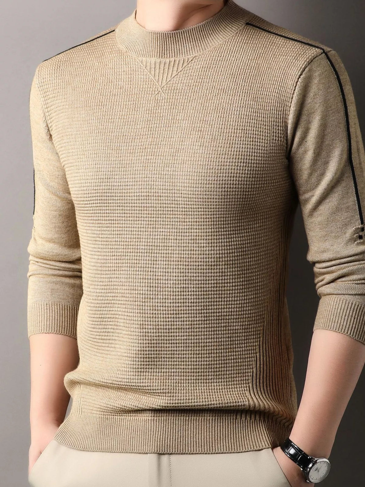 Men's Plus Size Texture Mock Neck Sweater
