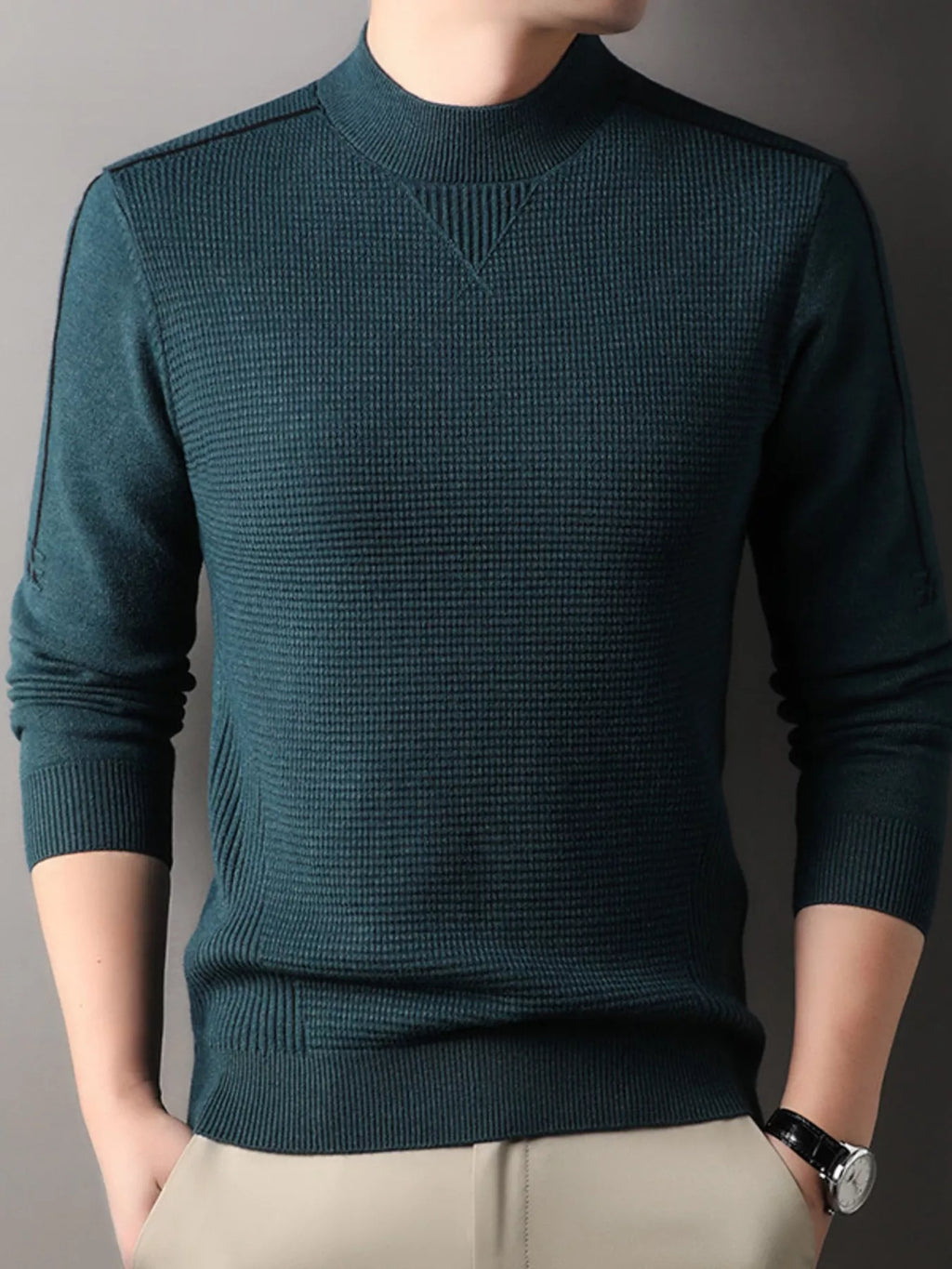 Men's Plus Size Texture Mock Neck Sweater
