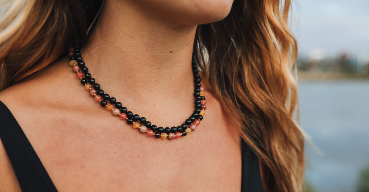 Raw Honey Amber & Smoky Quartz Necklace