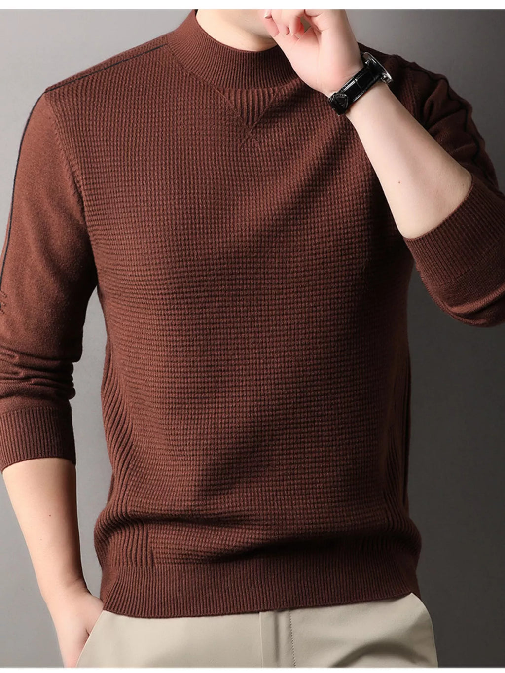 Men's Plus Size Texture Mock Neck Sweater