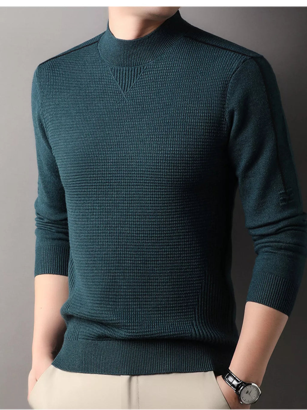 Men's Plus Size Texture Mock Neck Sweater