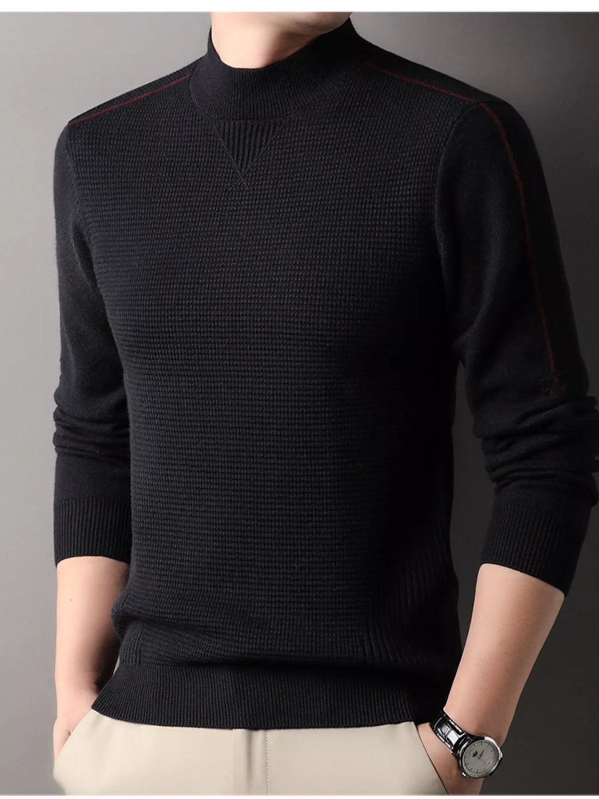 Men's Plus Size Texture Mock Neck Sweater