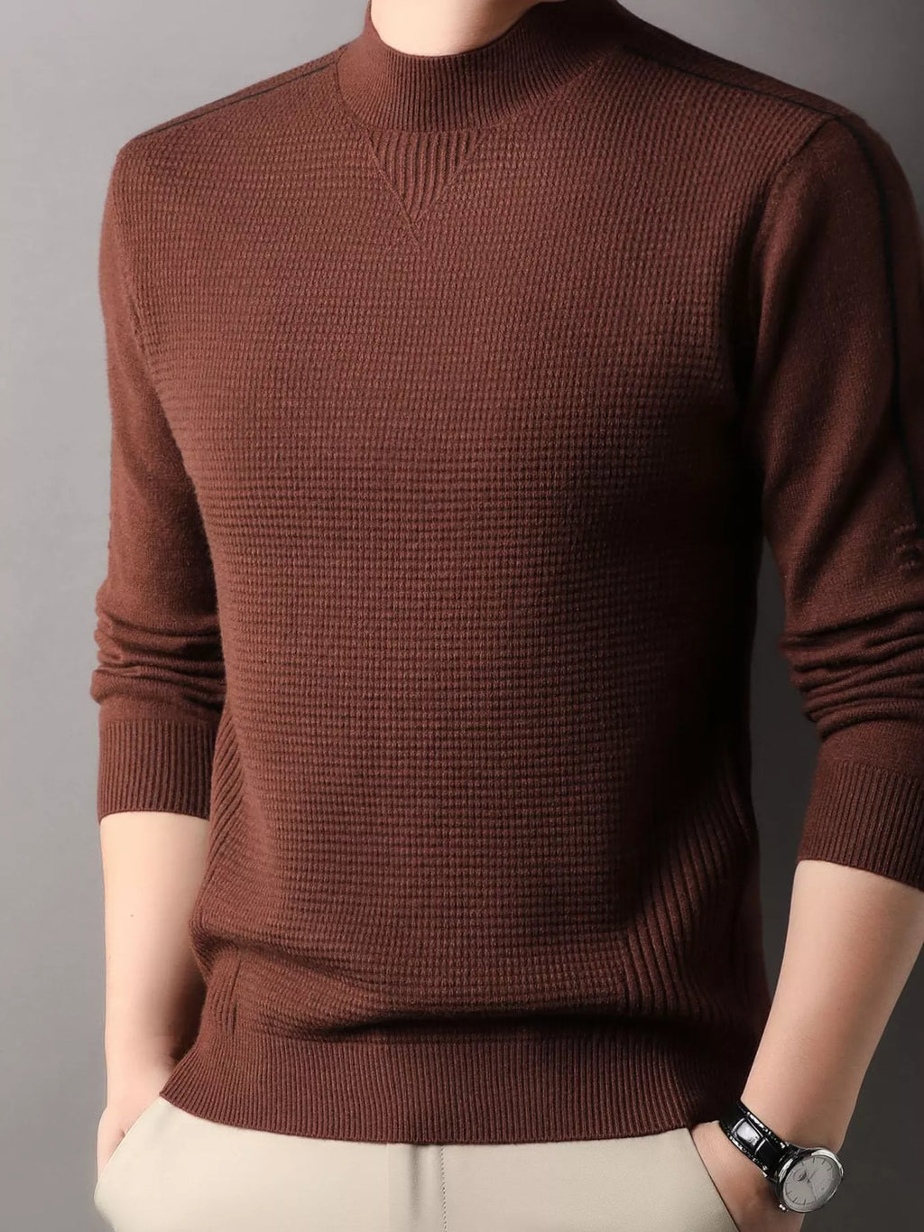 Men's Plus Size Texture Mock Neck Sweater