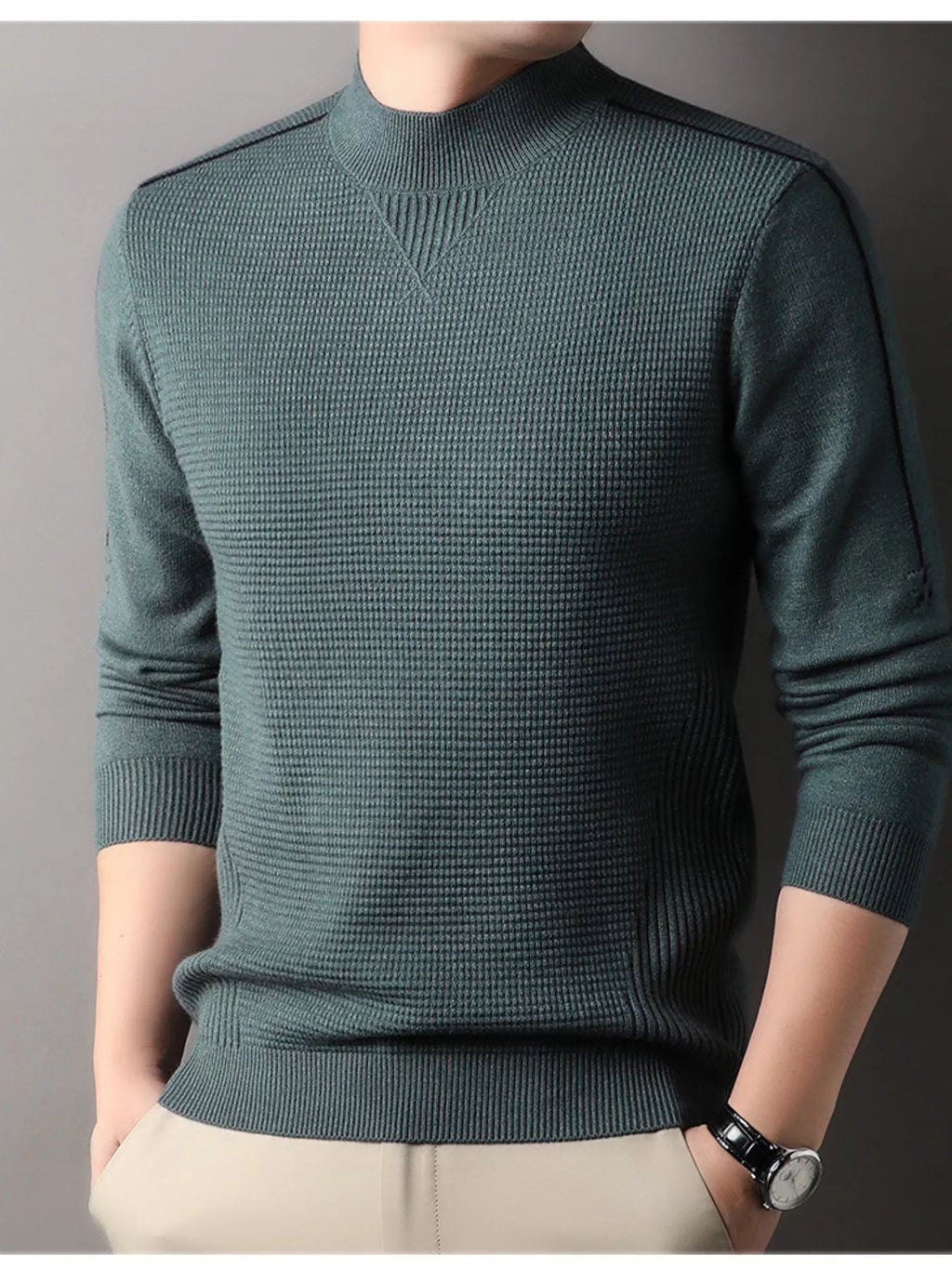 Men's Plus Size Texture Mock Neck Sweater