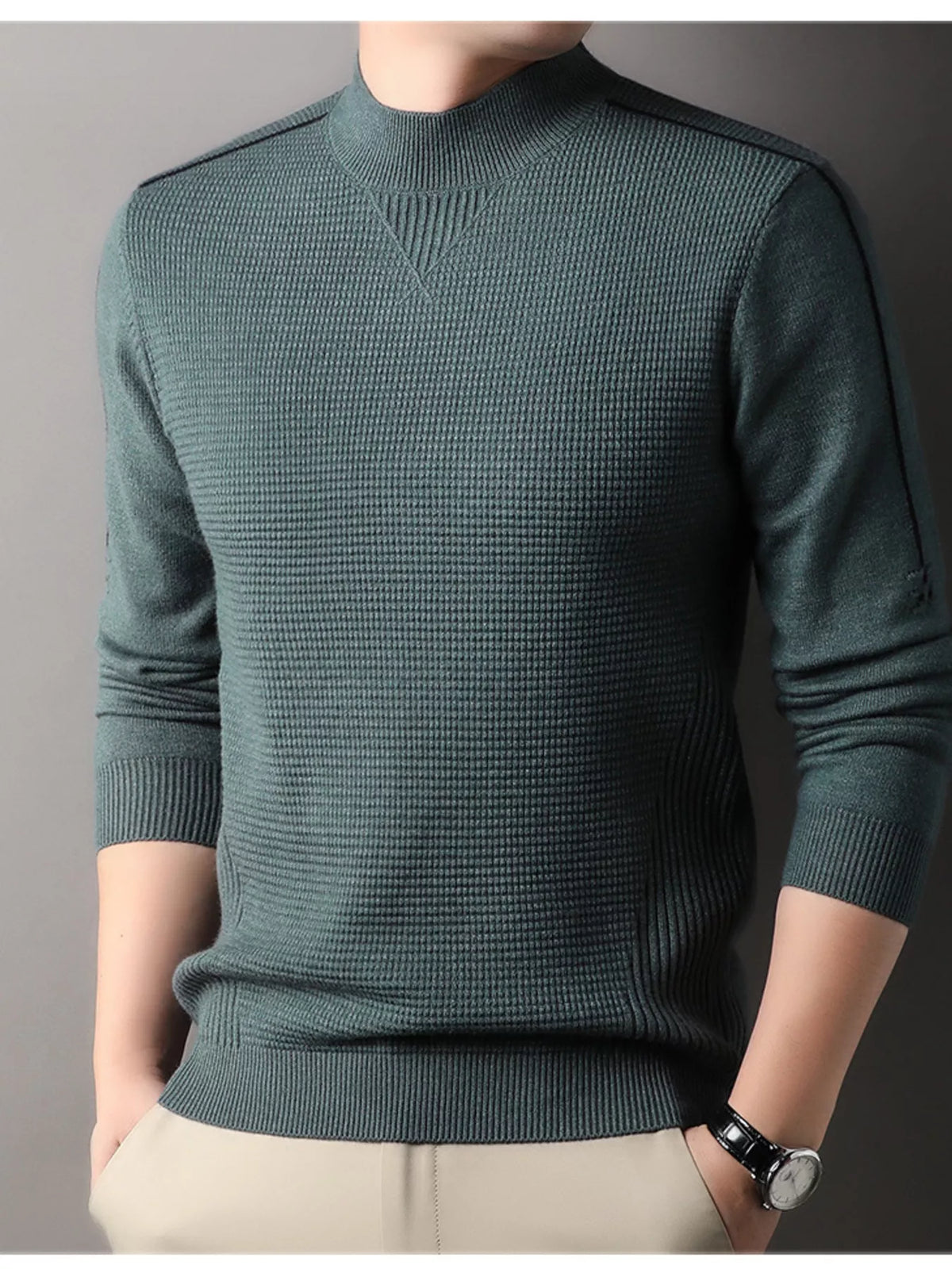 Men's Plus Size Texture Mock Neck Sweater