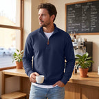 Waffle Knit Half-Zip Pullover Sweater