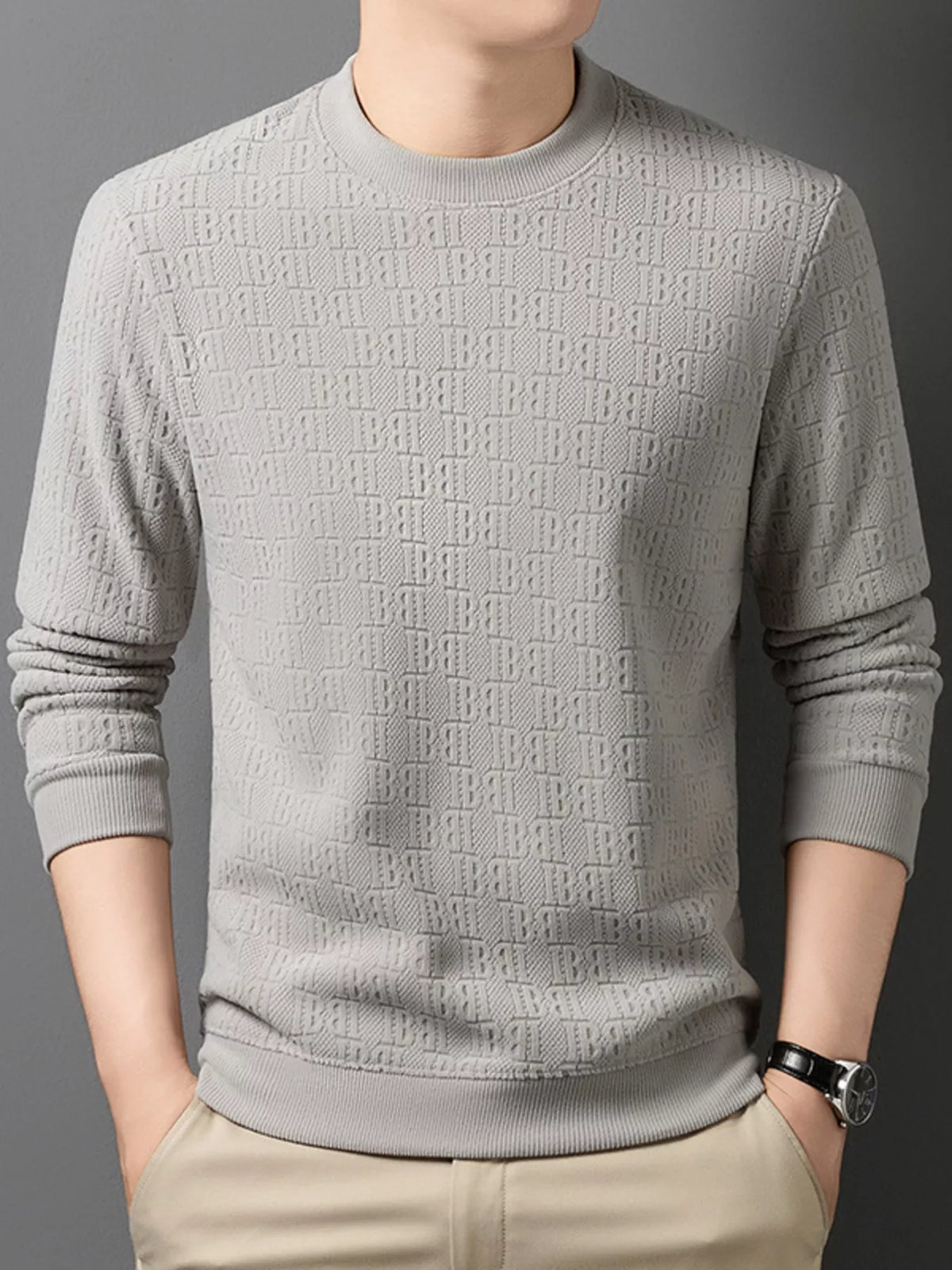 Men's Plus Size Textured Pattern Slim Fit Sweater