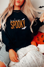 Black Feeling Spooky Halloween Embroidered Graphic Baggy Sweatshirt