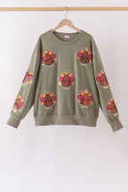 Green turkey sequin mom&me top