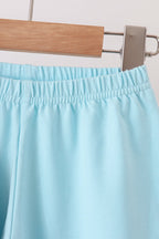Blue train embroidery stripe pants set