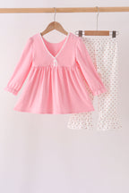 Pink turkey applique ruffle pants set