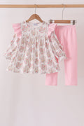Pink horse ruffle pants set
