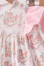 Pink horse ruffle pants set