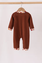 Brown touchdown football embroidery romper