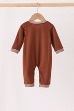 Brown turkey embroidery romper