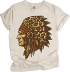 Leopard Print Indian Chief Head Shirt - Printed On Comfort Colors