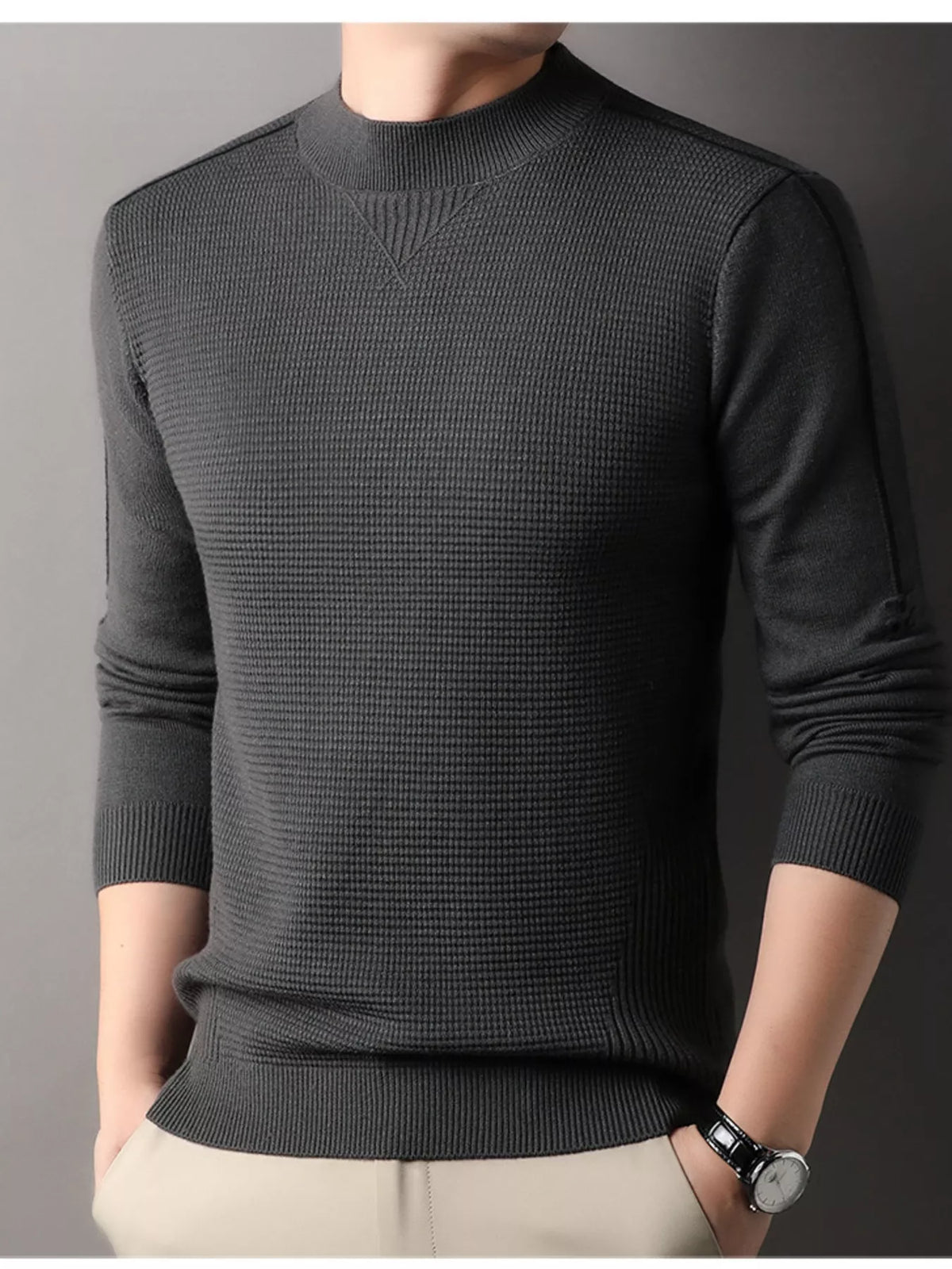 Men's Plus Size Texture Mock Neck Sweater