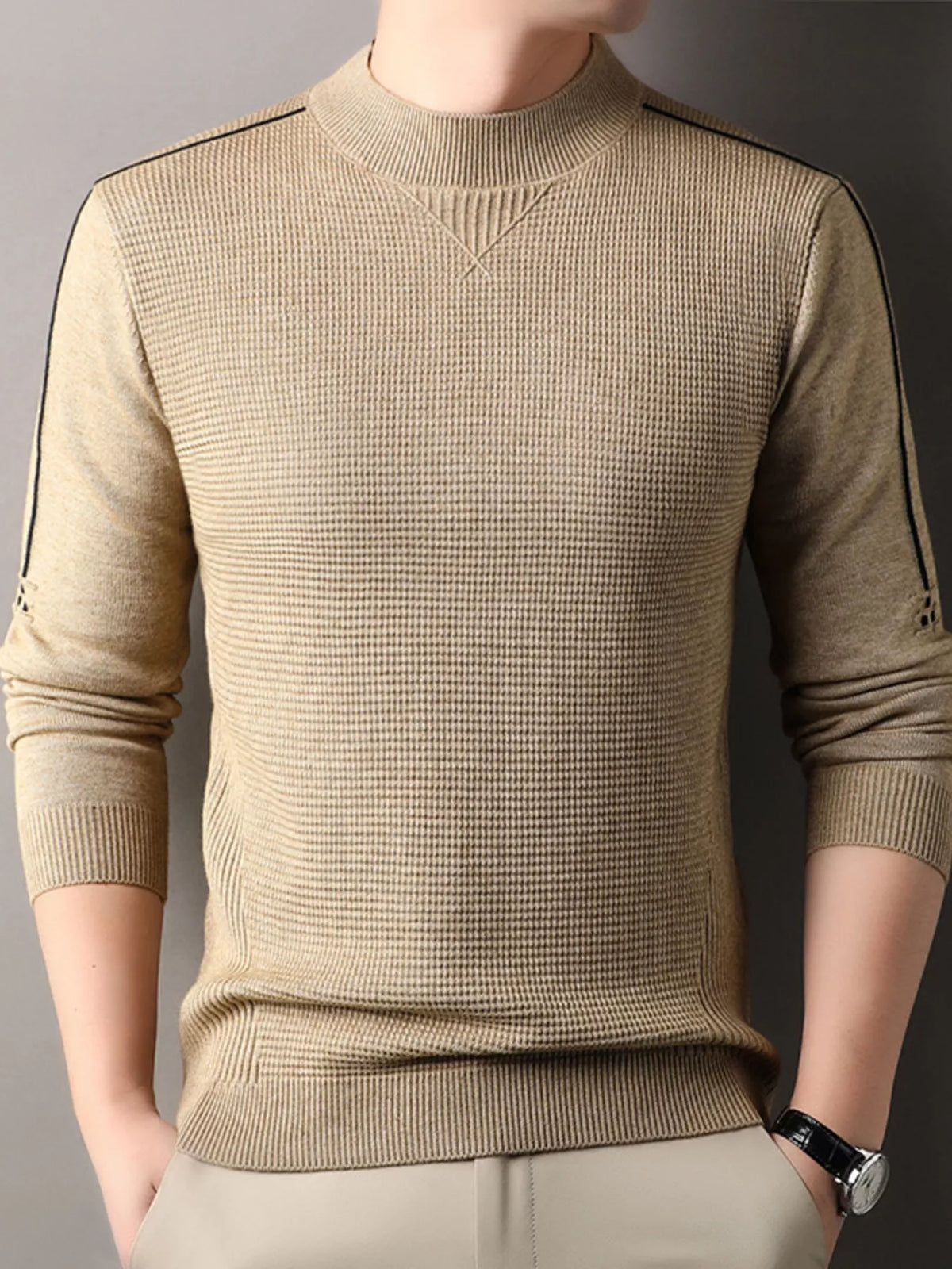 Men's Plus Size Texture Mock Neck Sweater